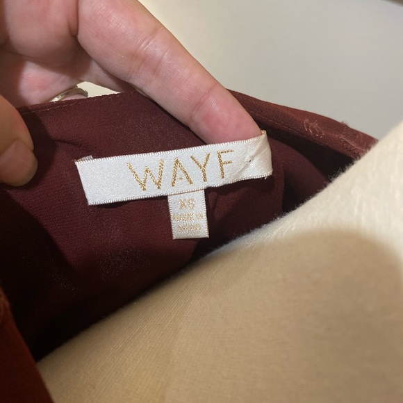 WAYF Halifax Dress Dark Red Burgundy Scallop Hem - Picture 9 of 10